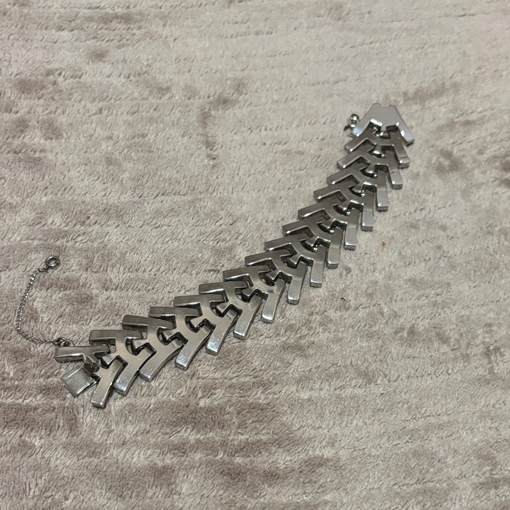 Vintage Bergere Shiny Silver Geometric Bracelet
